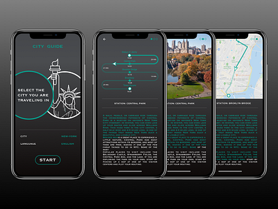 City Guide app black branding cities clear design empty excursion graphic journey journey map minimal minimalism mobile app mobile app design mobile design product design software statueofliberty ux vector