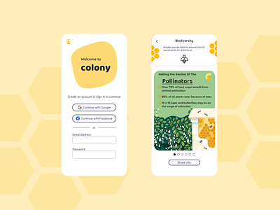 Colony App beeapp bees biodiversity colony pollinators sign in sign up