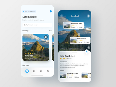 Hiking Trail App app design daily ui design figma hiking app hiking trails interface interface design mobile app mobile design mobile ui travel trending ui ui trends uidesign uiinspiration uiuxdesign ux