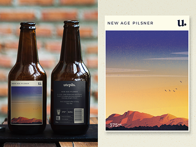 Utepils Label - New Age Pilsner australia beer branding brewery identity illustration landscape mountains packaging