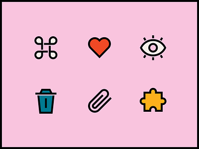 Figma Icons eye figma heart icon paperclip puzzle trash vector