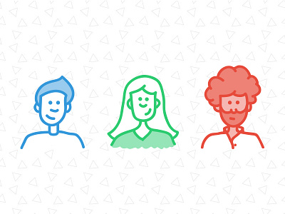 Zeke, Landon, Ashley avatar fro illustration people triangle