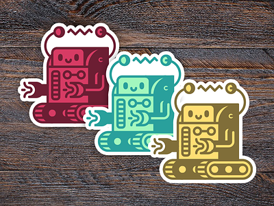 Adhesive Automatons buddy illustration robot sticker sticker mule