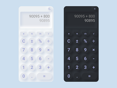 Neumorphic Calculator - Daily UI Challenge 004 app calculator calculator ui daily ui dailyui dark mode design figma light mode mobile neumorph neumorphic neumorphism soft ui ui