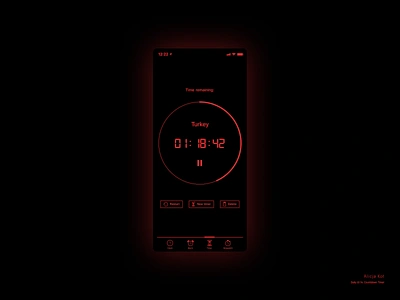 Daily UI #14: Countdown Timer alarm alarm app alarmclock black clock daily ui dailyui day 14 digital mobile application mobile design pause red retro stopwatch timer app uiux usable uxui uxuidesign