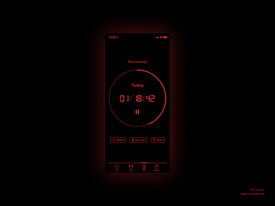 Daily UI #14: Countdown Timer alarm alarm app alarmclock black clock daily ui dailyui day 14 digital mobile application mobile design pause red retro stopwatch timer app uiux usable uxui uxuidesign