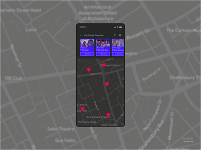 Daily UI #29: Map daily ui dailyui dailyuichallenge dark mode day 29 flat design heart map application mobile app design mobile design mockup pin places prototyping purple gradient uiux usability usable user experience design uxui