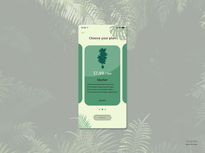 Daily UI #30: Pricing cost cta button dailyui dailyuichallenge day 30 dribbble popular leaves material design monthly olive green options payment plan price select subscription typography uiux user experience design user interface design uxui