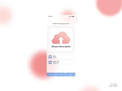 Daily UI #31: File Upload blue cloud dailyui dailyuichallenge day 31 dribbble popular files light mobile app design peach post publish share simple typography uiux usability usable user experience design uxui