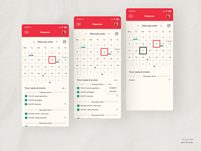 Daily UI #38: Calendar 2021 calendar dailyui dailyuichallenge date picker dates day 38 dribbble popular dropdown mobile app design mockup month paper texture red simple clean interface turquoise typography uiux usable user experience prototype uxui design