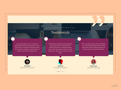 Daily UI #39: Testimonials carousel customer experience cx dailyui dailyuichallenge day 039 day 39 dribbble popular flat design mockup opinions quotes recommendations typography uiux usability user experience design ux ui design uxui uxuidesign