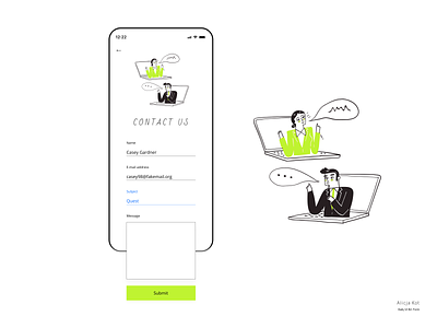Daily UI #82: Form artwork black and white chatting communication contact form cta button daily ui dailyui dailyuichallenge day 82 graphic design green illustration minimalist mobile design simple clean interface ui uiux uxui vibrant colors