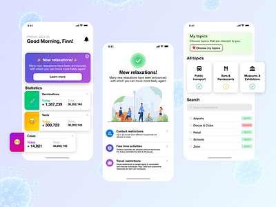 Corona Restrictions App adobe xd app app design card concept corona covid design gradient ios ios app iphone minimal mobile typography ui ui design uidesign ux