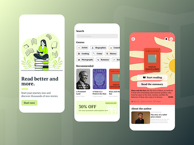 Mobile Reading App adobe xd app app design book app design gradient ios ios app iphone mobile reading reading app ui uidesign