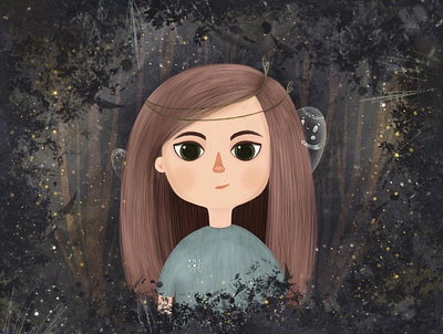 girl and ghosts art character character design cute drawing drawn forest ghost girl illustraion magic