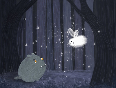 night forest art drawing drawn forest friends illustraion magic nature night