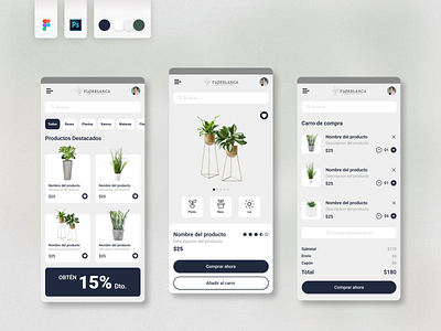 E-Commerce App plantas decorativas app design graphic design ui ux