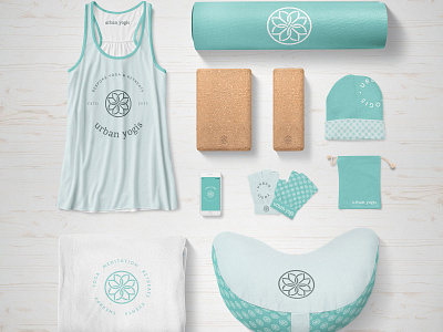 Urban Yogis Yoga Kit Mockup brand brand design brand identity branding branding concept identity design logo logo design logomark logotype product design yoga yoga kit yoga mat