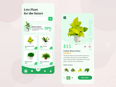 Concept of shopping plants app colors daily ui plants shopping ui ux