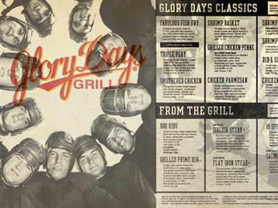 glory days menu draft 1 menu photographs sports vintage