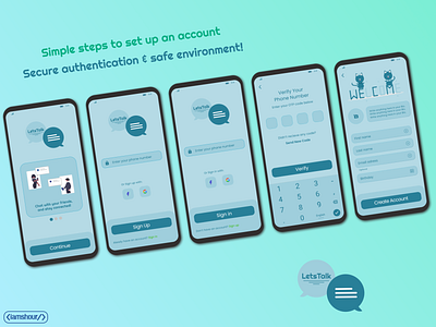 LetsTalk app - pt.2 account setup chat chatting app designer iamshour letstalk messaging mobile app mobile ui sign in ui ui design