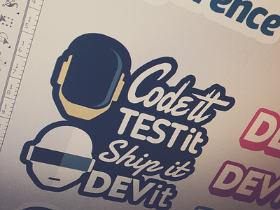 Devit Stickers colorful conference daft punk developers funky illustration stickers
