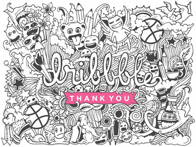 Thank you Dribbble doodle drawing dribbble illustration thanks