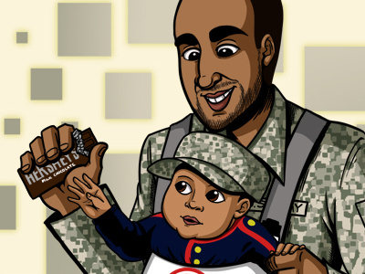 Paul Commission army baby camoflague candy chocolate hersheys illustration kaycie d. kcd kcd studios man marines