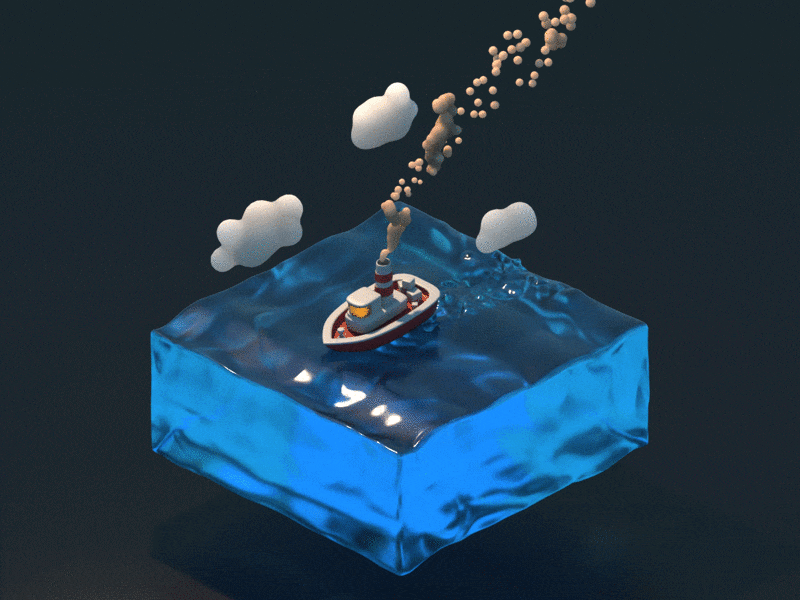 Sailing For an Unknown Future 3d animated c4d design sailing sea ship water