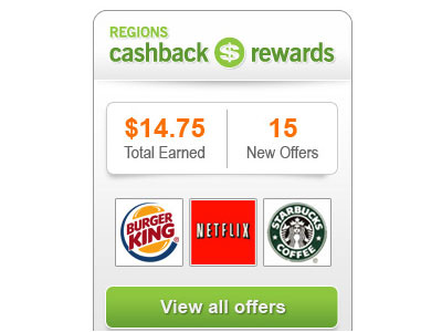 Regions cashback rewards dashboard banking dashboard