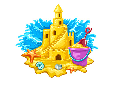 Waiting for the summer - vector illustration castle illustration sand summer vector