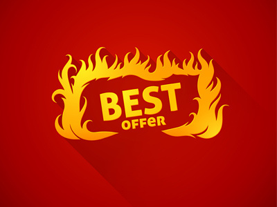 Best offer best offer fire flat illustration logo vector