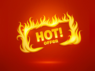 Hot offer with fire burning fire hot illustration logo sign vector