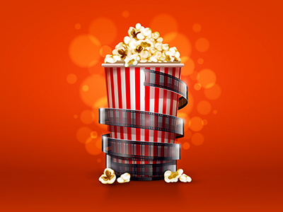 Popcorn (vector) cinema food icon illustration popcorn vector