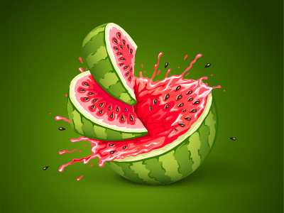 Watermelon with splash - vector illustration juicy red splash vector watermelon