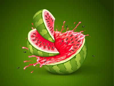 Watermelon with splash - vector