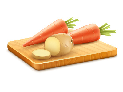 Vegetarian food - carrot and potatoes, vector carrot food icon illustration potatoes vector vegetables