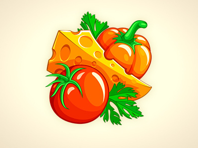 Vegetables and cheese - vector eps food icons illustration vector vegetables