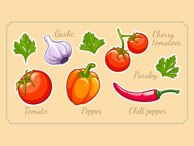 Vegetables vector cherry chili garlic illustration parsley pepper tomato vector vegetable