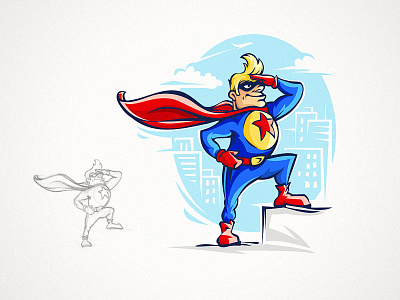 Superhero cartoon character comics illustration superhero vector