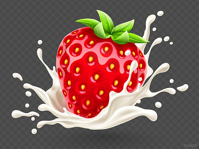 Strawberry in the yoghurt splash