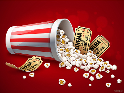 Cinema popcorn vector cinema design entertainment food illustration movie popcorn realistic ticket vector