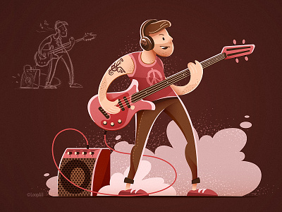 Guitarist character character design guitar guitarist illustration vector vector art vector illustration