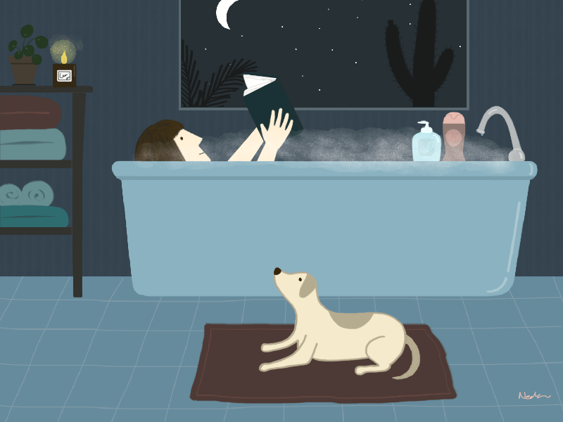 Bath Time bath bathtub candle doggy