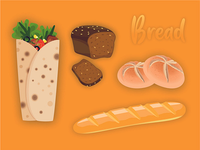 food breads design flat icon illustration vector