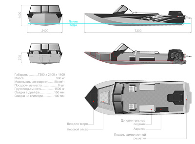 boat 7300 boat illustration product design promdesign technical illustration
