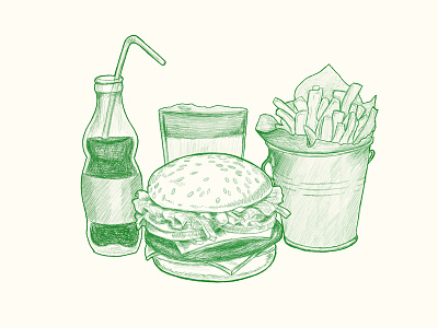Food illustration for restaurant design food green hand drawn illustration outline pencil restaurant