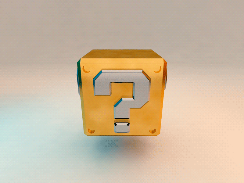 Mysterious Cube 3d box c4d character design cinema 4d cube dribbble golden lighting maxon motion design nintendo question mark render super mario