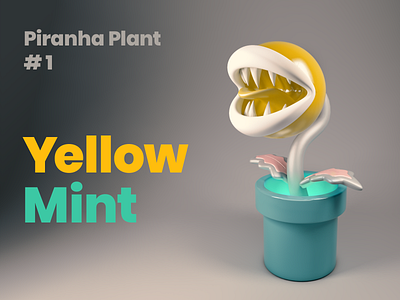 Colors of Nintendo: Piranha Plant arnold render c4d character character design cinema 4d colors colors palette dribbble lighting mint nintendo physical render piranha plant plastic render super mario yellow