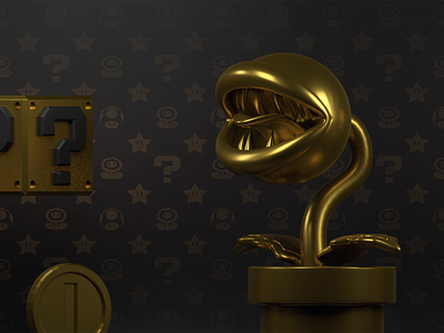 Nintendo Luxury Iconic Reel: Piranha Plant 3d c4d character design cinema 4d dark dribbble fancy dasign golden lighting luxury brand luxury branding nintendo piranha plant render super mario